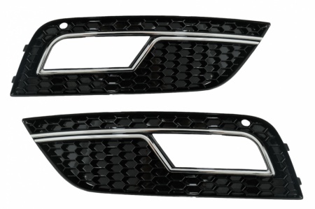 Grile Laterale Bara Fata compatibil cu AUDI A4 B8 Facelift 2012-2015 RS4 Design Negru & Chrome