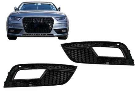 Grile Proiector compatibil cu AUDI A4 B8 facelift 2012-2015 RS4 Design Negru Lucios