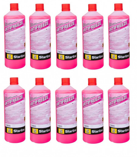 Pachet 10L Antigel auto Concentrat G12 roz, 10 bidoane x 1L