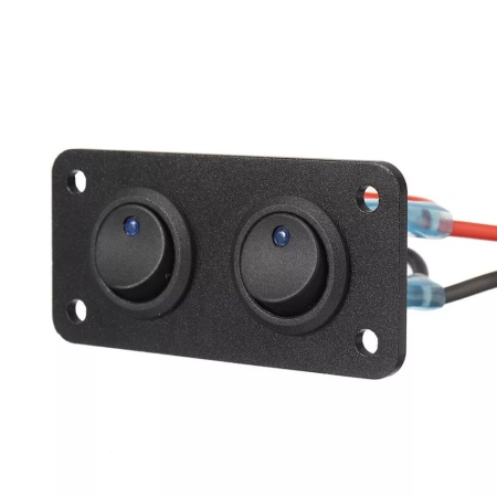 Panou incastrabil cu 2 butoane auto, cu LED Albastru, ON-OFF, universal, 12V