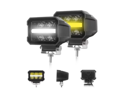 Proiector auto cu LED, universal, lumini de zi DRL alb si portocaliu, 12V-24V, E-mark