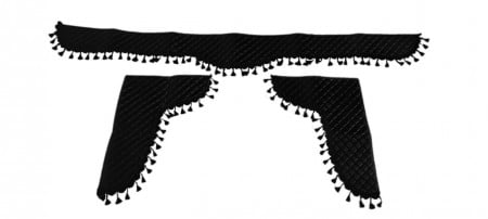Set 3 perdele din piele ecologica pentru camion, universal compatibil MAN, culoare negru
