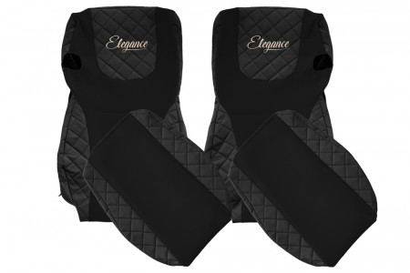 Set huse scaune camion compatibil cu DAF XF105 2012-> euro 6, Negru, piele ecologica cu velur