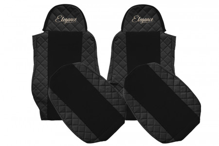 Set huse scaune camion compatibil cu DAF XF95 XF105 CF LF 1997-2013, Negru, piele ecologica cu velur