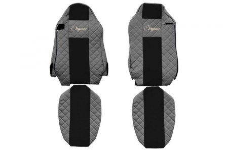 Set huse scaune camion compatibil cu MAN TGX 2007-2020, negru cu gri, piele ecologica cu velur, scaun sofer ISRI