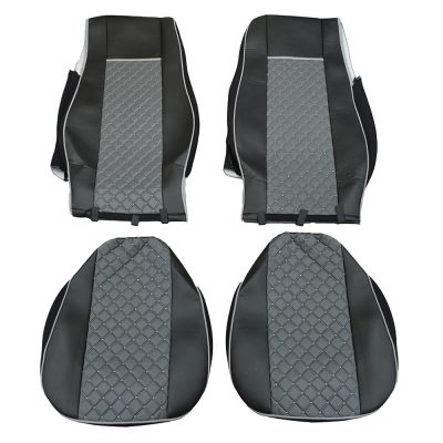 Set huse scaune camion compatibile DAF XF euro 6 2012->, piele ecologica negru cu gri