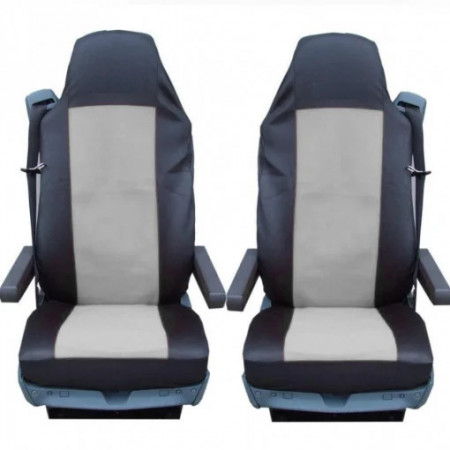 Set huse scaune camion compatibile MAN TGX EURO 5 2007->, material textil negru cu gri