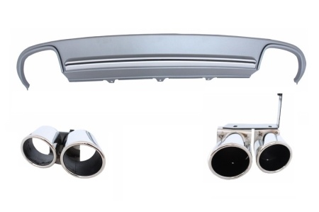 Difuzor Bara Spate si Ornamente Evacuare compatibil cu AUDI A4 B8 Facelift 2012-> S4 Design