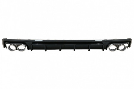 Difuzor Bara Spate si Ornamente Evacuare compatibil cu Audi A6 C8 4K Avant Sedan (2018-up) S6 Design Negru Lucios