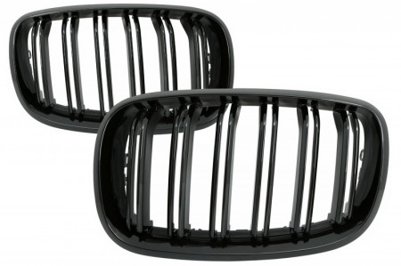 Grile Centrale compatibil cu BMW X5 E70 2007-2013, X6 E71 2008-2014 Negru Lucios M Design