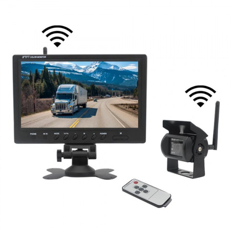 Kit marsarier wireless cu camera si display de 9 inch 12V~24V pentru Camioane, Autocare, Bus-uri - Img 1