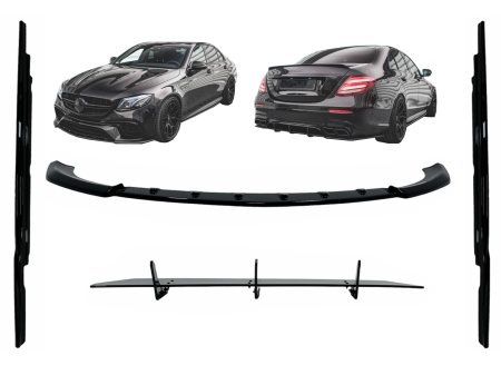 Pachet Exterior Aero compatibil cu Mercedes E-Class E63 W213 S213 2016-2019 Negru Lucios