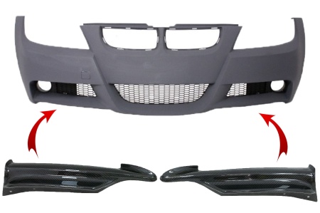 Prelungiri Carbon compatibil cu BMW 3 Series E90 E91 Sedan Touring 2005-2008 pentru Bara Fata M-tech