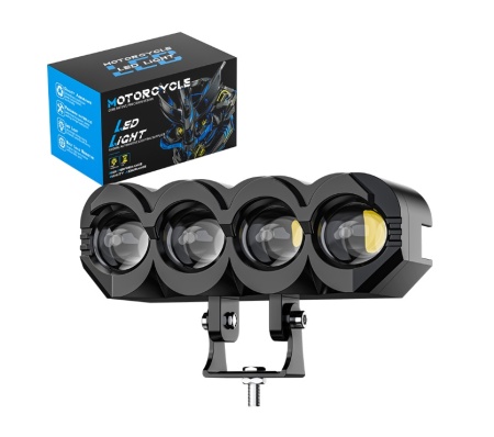 Proiector cu LED, 40W, Faza scurta, faza lunga, Alb + Galben, 9V - 85V, pentru Moto, ATV, Off-Road