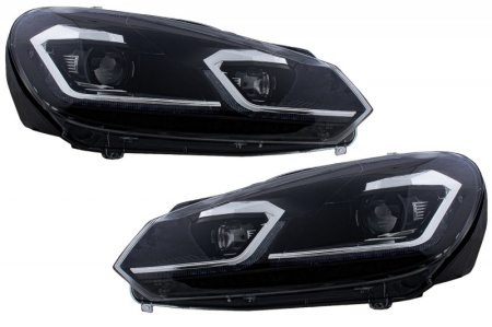 Set 2 Faruri LED compatibil VW Golf 6 VI (2008-2013) Facelift G7.5 Look Silver Semnalizare Secventiala