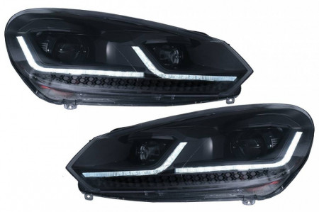 Set Faruri LED compatibil cu VW Golf 6 VI (2008-2013) Facelift G7.5 Design Negru Semnalizare Secventiala LHD