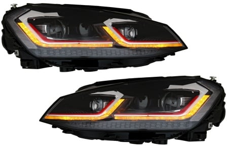 Set Faruri LED compatibil cu VW Golf 7 VII 2012-2017 GTI Look cu Semnal Dinamic