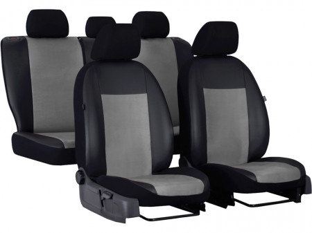 Set huse scaune auto, dedicate Opel Zafira C 2012->, cu 5 locuri, piele ecologica cu alcantara, negru cu gri