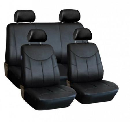 Set huse scaune auto, universale, fata-spate, piele ecologica, negru Y33511
