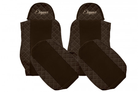 Set huse scaune camion compatibil cu DAF XF95 XF105 CF LF 1997-2013, Maro, piele ecologica cu velur