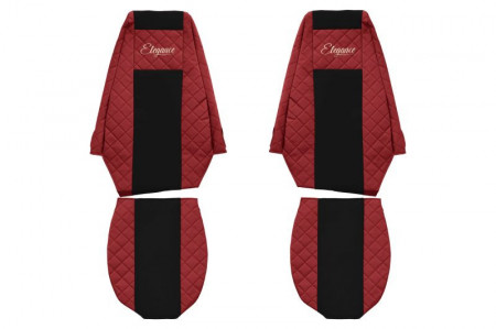 Set huse scaune camion compatibil cu RENAULT MAGNUM MILLENIUM 2002-2007, Negru cu rosu, piele ecologica cu velur