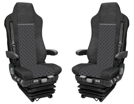 Set huse scaune camion compatibile cu MAN TGX II 2021->, piele ecologica negru cu gri