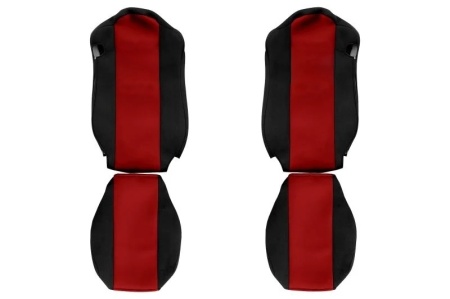 Set huse scaune camion compatibile cu MERCEDES ACTROS MP4 2011-2019 rosu cu negru, material textil