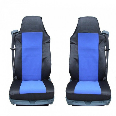 Set huse scaune camion compatibile MAN TGX EURO 5 2007->, material textil negru cu albastru