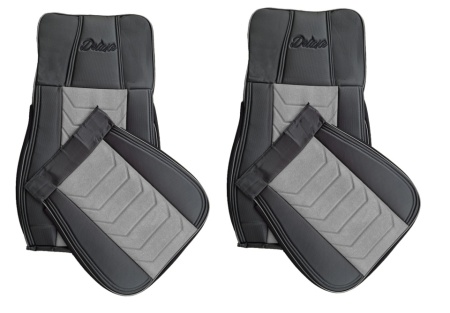 Set huse scaune camion compatibile MERCEDES ACTROS MP4 MP5 2011-> negru cu gri, piele ecologica cu catifea
