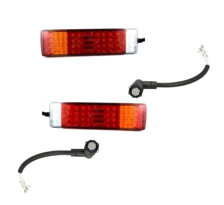 Set lampi stop spate stanga si dreapta cu 50 leduri, 12-24V, FULL LED, 8 functii, cu mufa 7 pini si cabluri incluse!