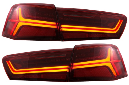 Stopuri Full LED compatibil cu Audi A6 4G C7 2011-2014 Red Clear Facelift Design Semnalizare Secventiala