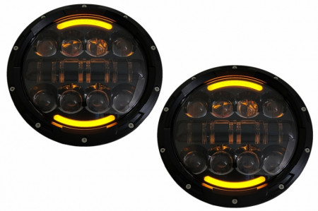 Faruri Full LED CREE Dublu Proiector compatibil cu Jeep Wrangler JK TJ LJ Land ROVER Defender Mercedes W463 Black