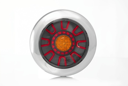 Lampa stop LED, 3 functii, tip hamburger, 59x39x29, 12/24V, FT-313 Fristom, cu rama cromata
