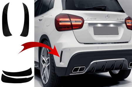Ornamente bara spate flapsuri compatibil cu MERCEDES GLA X156 GLA250 GLA45 2014-> Negre