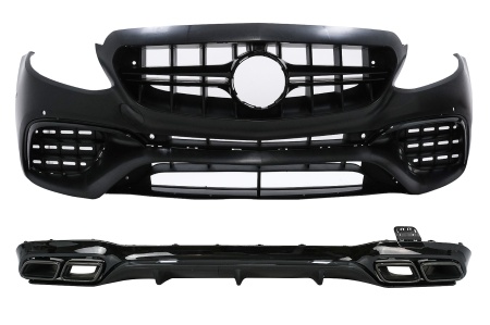 Pachet Exterior compatibil cu Mercedes E-Class W213 2016-2019 E63 Design cu Difuzor si Ornamente Tobe