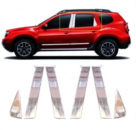 Set 6 ornamente inox stalpi usi DACIA DUSTER 2018->