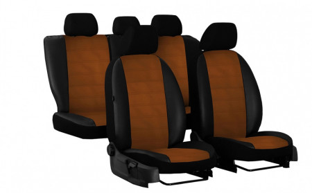 Set huse auto pentru scaune compatibile cu VW Passat B6 2005-2010 combi, piele ecologica negru cu maro