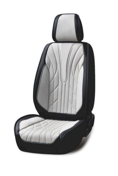 Set huse scaune auto universale, fata-spate, piele ecologica negru cu gri