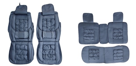 Set huse scaune auto, universale, fata-spate, piele ecologica, Negru