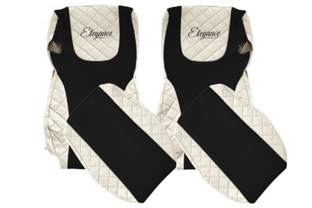 Set huse scaune camion compatibil cu DAF XF105 2012-> euro 6, Negru cu crem, piele ecologica cu velur