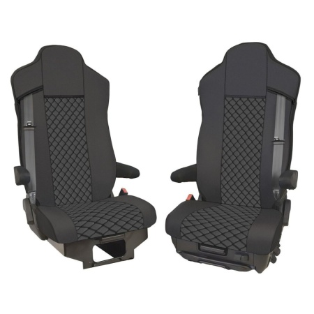 Set huse scaune camion compatibile cu IVECO STRALIS S-WAY 2021->, piele ecologica negru complet