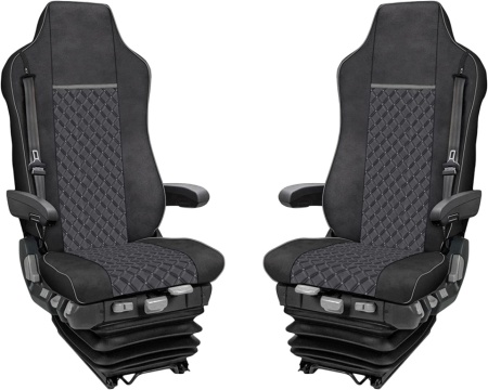 Set huse scaune camion compatibile cu IVECO STRALIS S-WAY 2021->, piele ecologica negru cu gri
