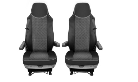 Set huse scaune camion compatibile cu MAN TGX 2007-2021, piele ecologica negru cu gri
