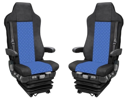 Set huse scaune camion compatibile cu MAN TGX II 2021->, piele ecologica negru cu albastru