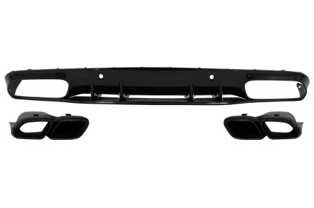 Difuzor Bara Spate compatibil cu MERCEDES C-Class C205 A205 Coupe Cabriolet 2014-2019 Facelift C63S Design Negru