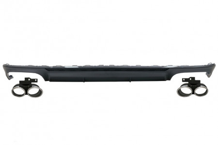 Difuzor Bara Spate si Ornamente Evacuare compatibil cu Audi A6 C8 4K Avant Sedan (2018-up) S6 Design Negru Mat