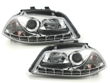 Faruri D-LITE compatibil cu SEAT Ibiza 6L 03-08echipate cu lumina de zi LEDchrom