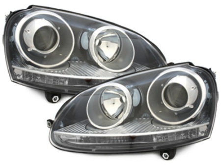 Faruri DEPO compatibil VW Golf V 5 (2003-2009) Jetta 3 (2003-2009) GTI Look Negru