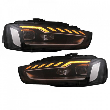Faruri Full LED compatibil cu Audi A4 B8.5 Facelift (2012-2015) Negru Semnal Dinamic A4 B9.5 Design