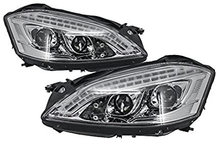 Faruri HID Xenon LED DRL compatibil cu MERCEDES Benz W221 S-Class (2005-2009) W222 Look Crom